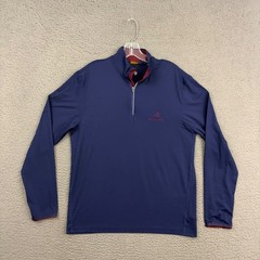 Polo Ralph Lauren Golf Pullover Mens Medium Navy Blue Preppy Long Sleeve Logo