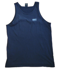 Obey Tank Top Large Black Spellout Gym Repaired Made in Mexico Cotton