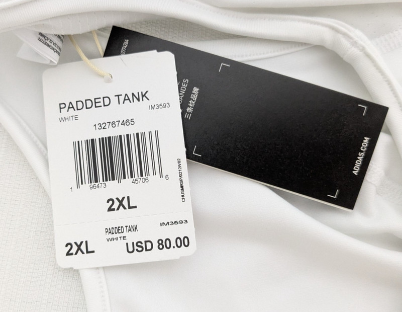 Adidas Men's Padded Compression White Tank Top Size 2XL Sports Training $80 Nwt gallery