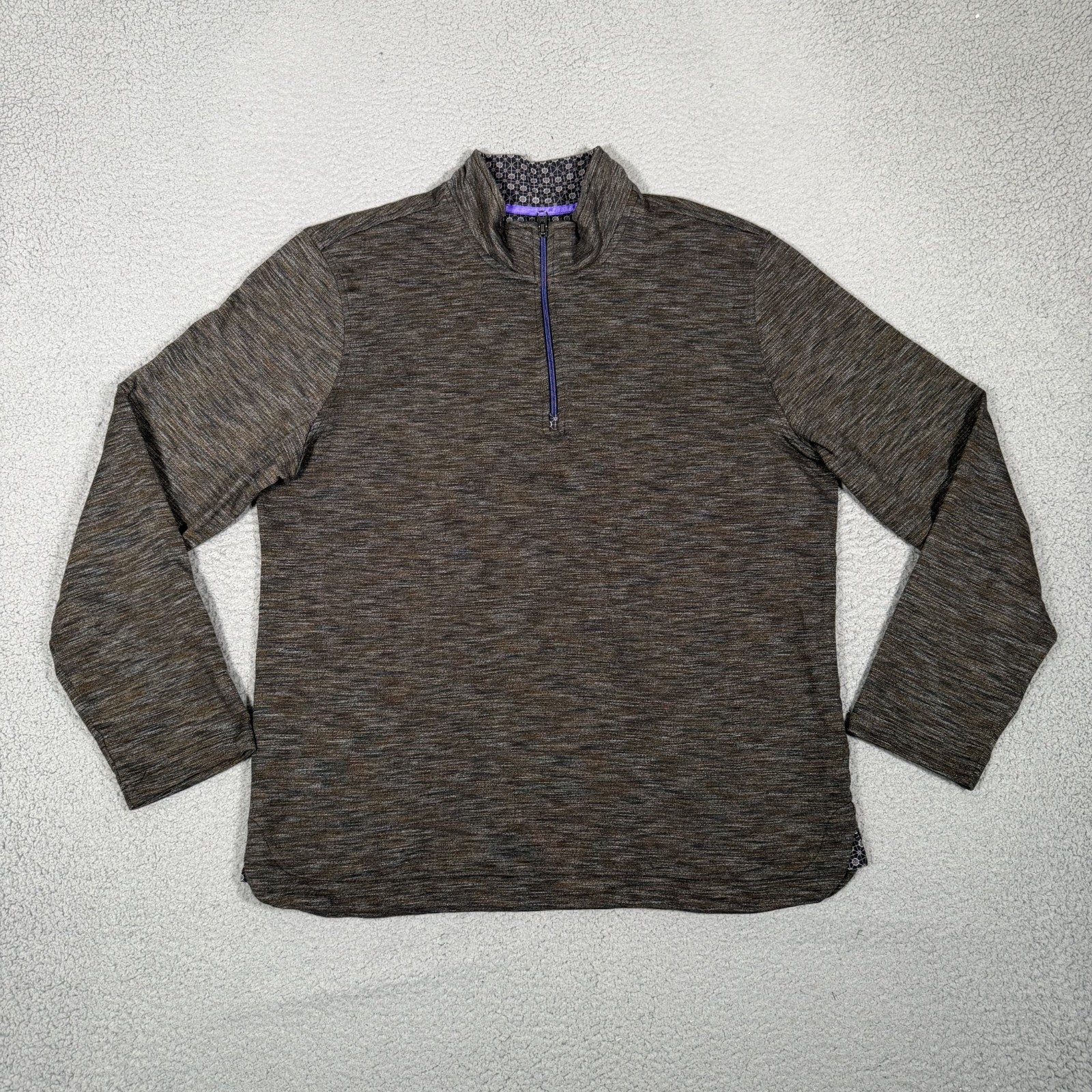 Robert Graham Sweater Mens XL Heather Brown 1/4 Zip Pullover Casual Preppy gallery