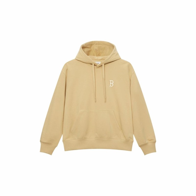 MLB Large Back Logo Letter Printed Pocket Hoodie Unisex in Light Beige gallery