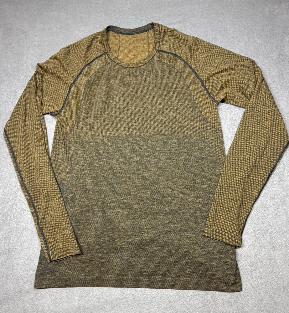 Lululemon Metal Vent Shirt Mens Large Brown Black Long Sleeve Activewear Heather