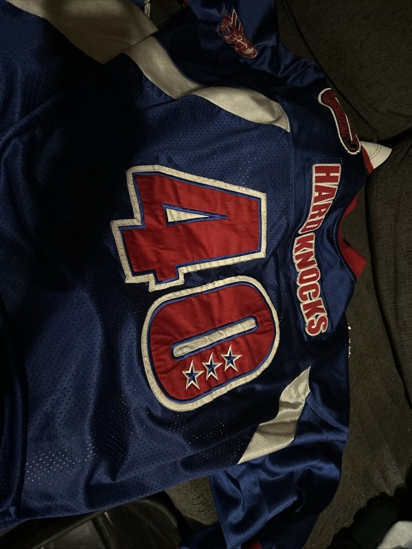 Vintage HARD KNOCKS Jersey Mens 3XL Blue Red #40 Football Satin Mesh Retro 1992 gallery