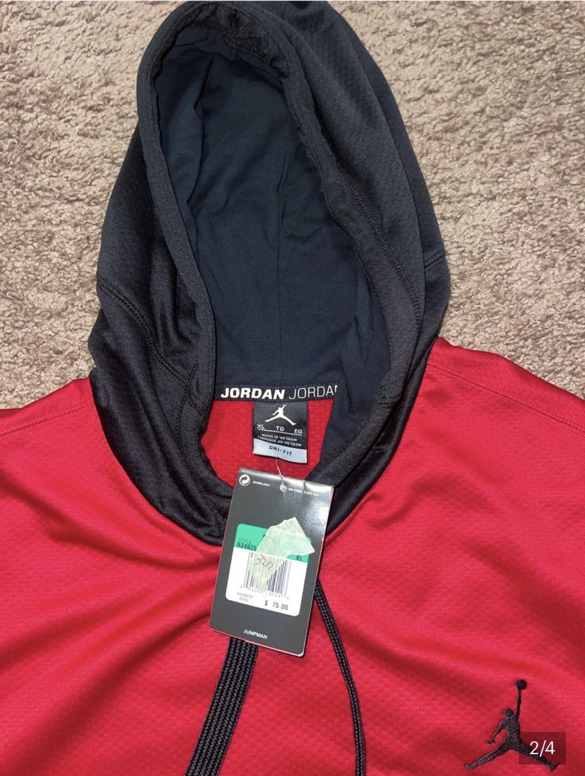 Jordan Red and Black Sleeveless Hooded Basketball Top gallery