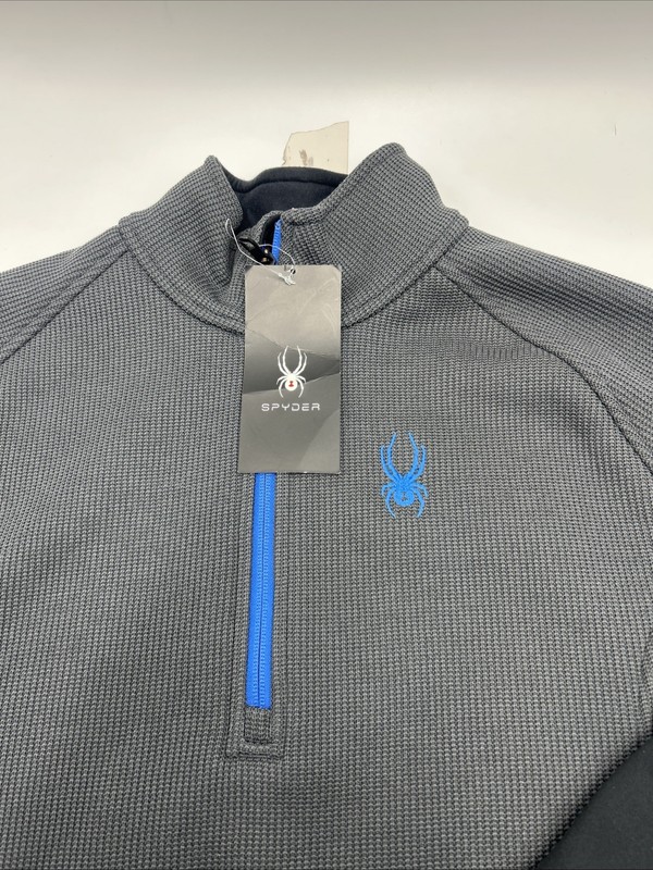 Spyder Major Cable Thermal 1/4 Zip Pullover Shirt Men's Size LARGE Gry Blk Bl gallery
