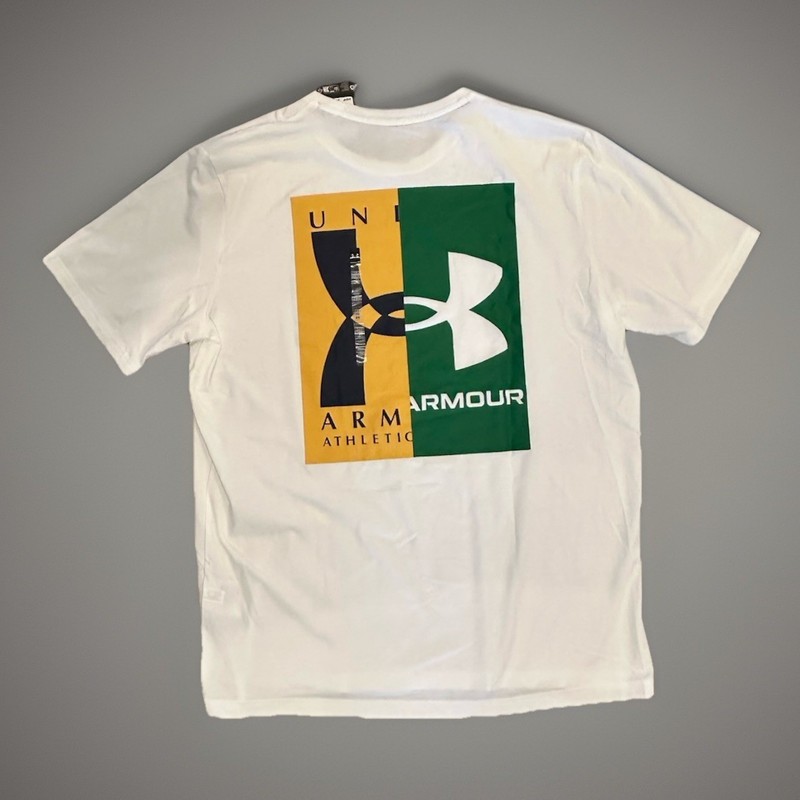 Under Armour Men’s 60/40S Evol Logo Short Sleeve Tee, White/Midnight Navy, XL gallery