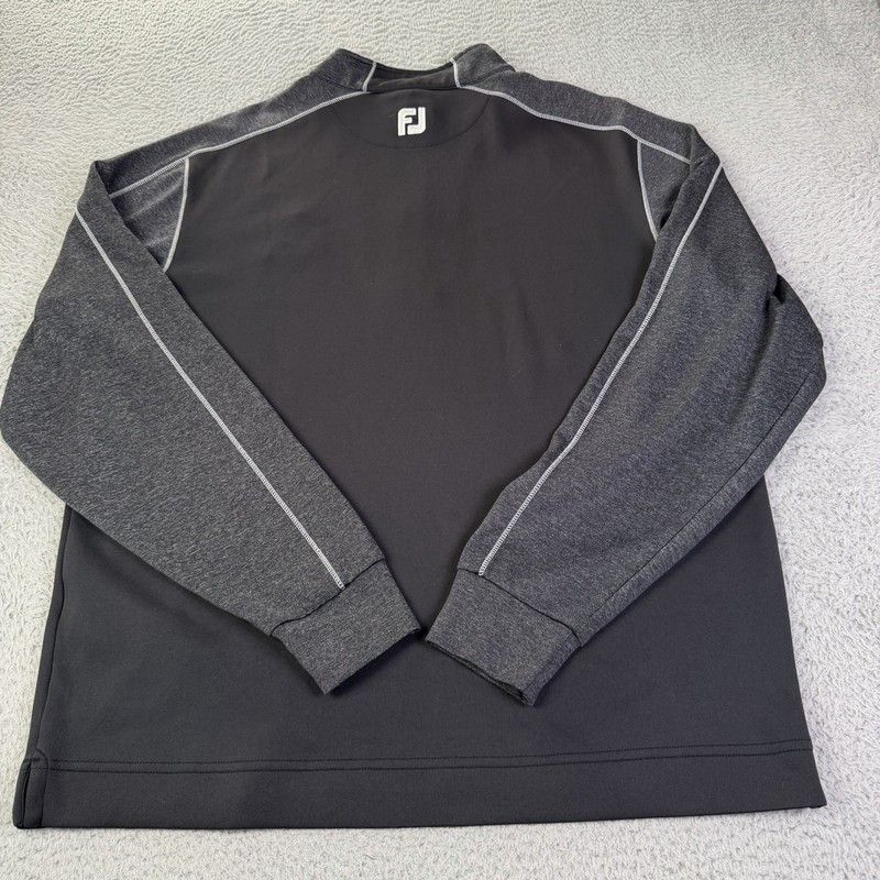 Foot Joy Pullover Mens Large Black Gray Long Sleeve Quarter Zip Performance Golf gallery