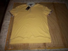 MENS MACZOO 3XL (7) LT YELLOW/MULTICORED COLLAR/SLEEVE ENDS SS POLO SHIRT – NWT