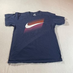 Nike Shirt Mens Medium Blue Tee Big Center Swoosh Gym Workout Running Soccer T