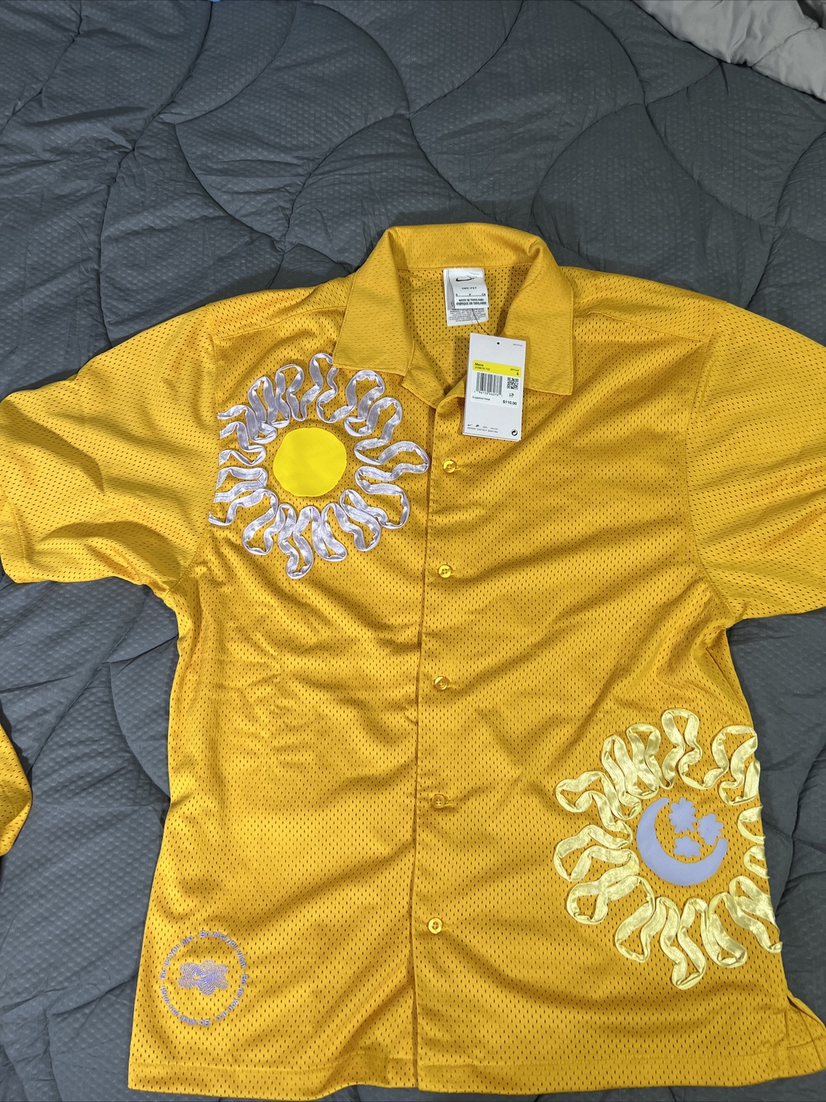 NWT Nike Uphoria Project Button Up Mesh Short Sleeve Shirt DV9676-743 Yellow S gallery