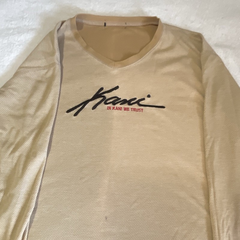 Kani Men's Beige Mesh Long Sleeve V-Neck Polyester Regular Fit T-Shirt M gallery