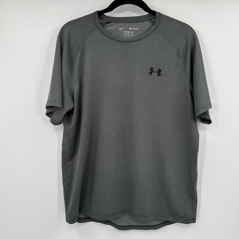 Under Armour Tech T Shirt Mens Medium Gray Short Sleeve Athletic Gym Performance