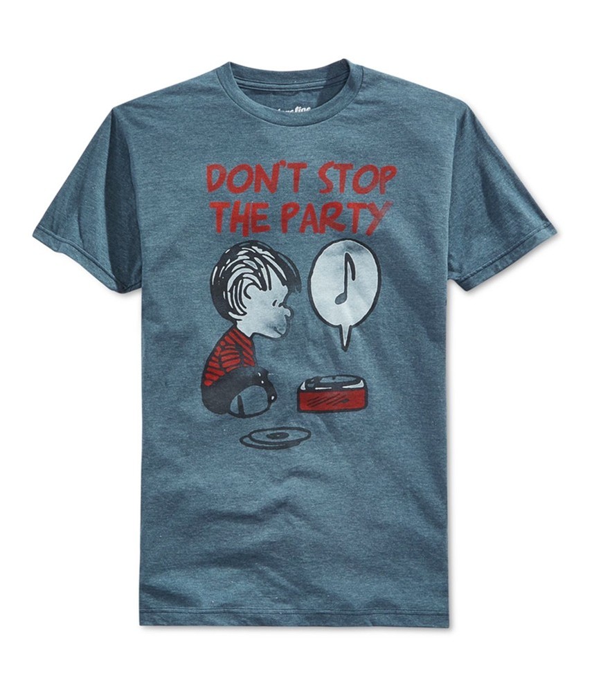 Mighty Fine Mens Don't Stop The Party Graphic T-Shirt, Blue, Small