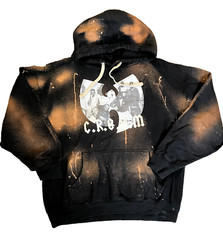 Men’s WU-Tang CREAM 3 Forty Storm Tye Die Long Sleeve Hoodie Sweatshirt Black XL