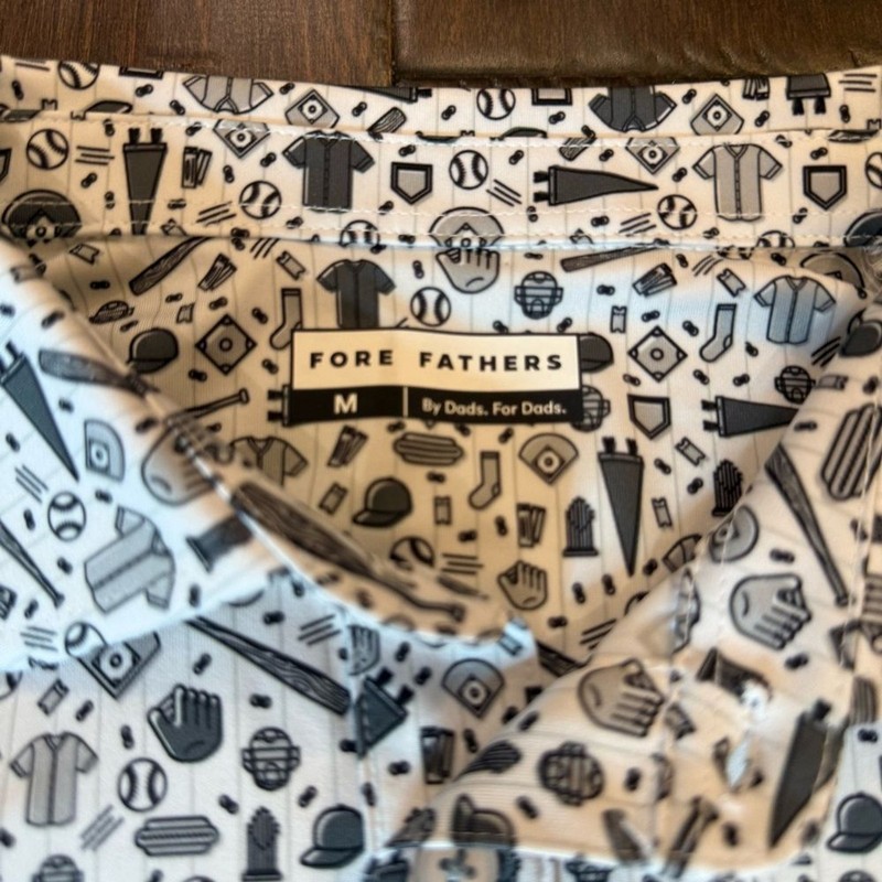 Fore Fathers Batter Up Baseball Polo AOP size Medium Golf Athleisure Activewear gallery