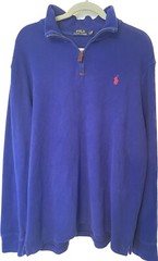 Ralph Lauren Quarter Zip Pullover Men’s Sz L Blue Warm Fall Winter Gear Cotton B