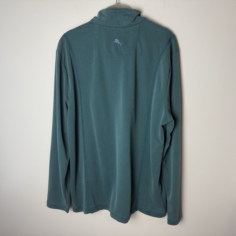 Tommy Bahama 1/4 Zip Pullover Sweater Teal Blue Size Medium Long Sleeves gallery