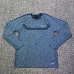 Champion Duo Dry Shirt Mens Large Blue Long Sleeve Raglan Athletic Top Running
