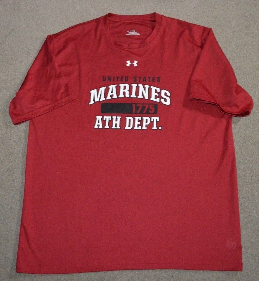 US Marines Athletic Department Under Armour Work Out Training Wicking Shirt L gallery