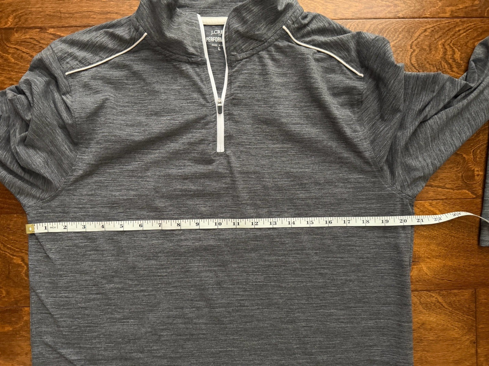 J Crew Performance Pullover Mens L Heather Gray 1/4 Zip Stretch Long Sleeve gallery