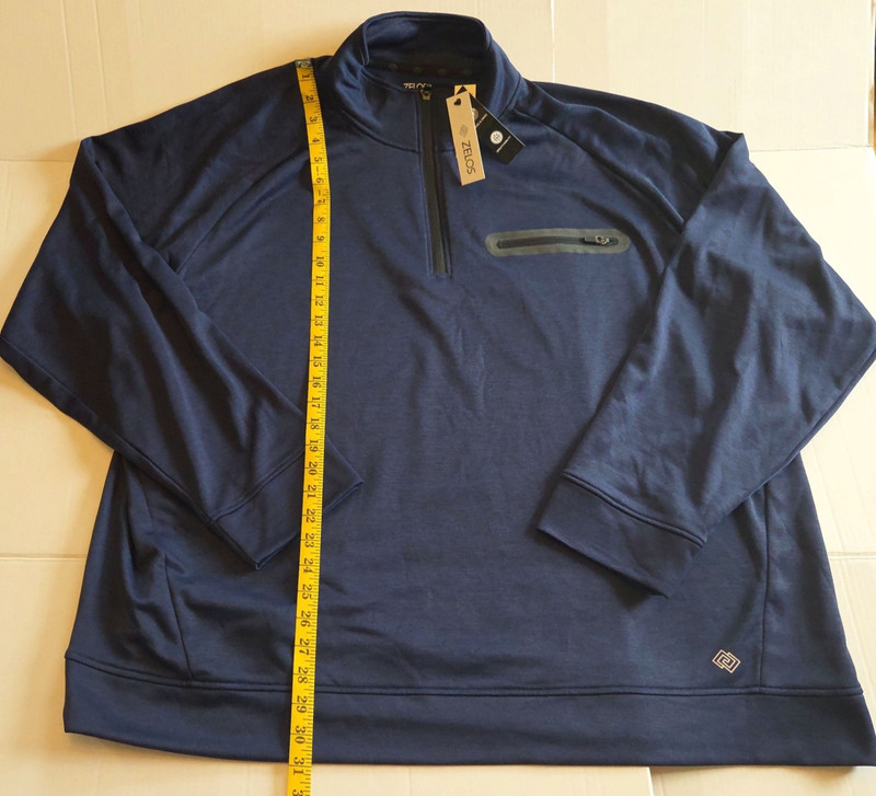 Zelos Mens Performance Quarter Zip Pullover Long Sleeve Navy Blue 3XL Big Tall gallery