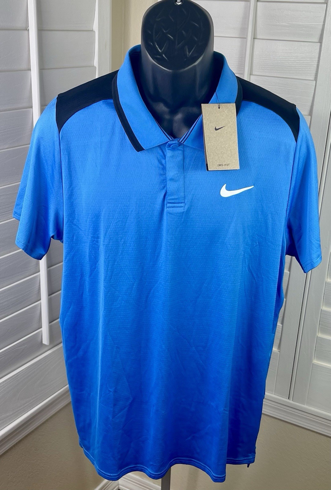 Nike Court Dri-Fit Advantage Blue Tennis Polo Shirt FD5314-435, Men’s L, NWT $68 gallery