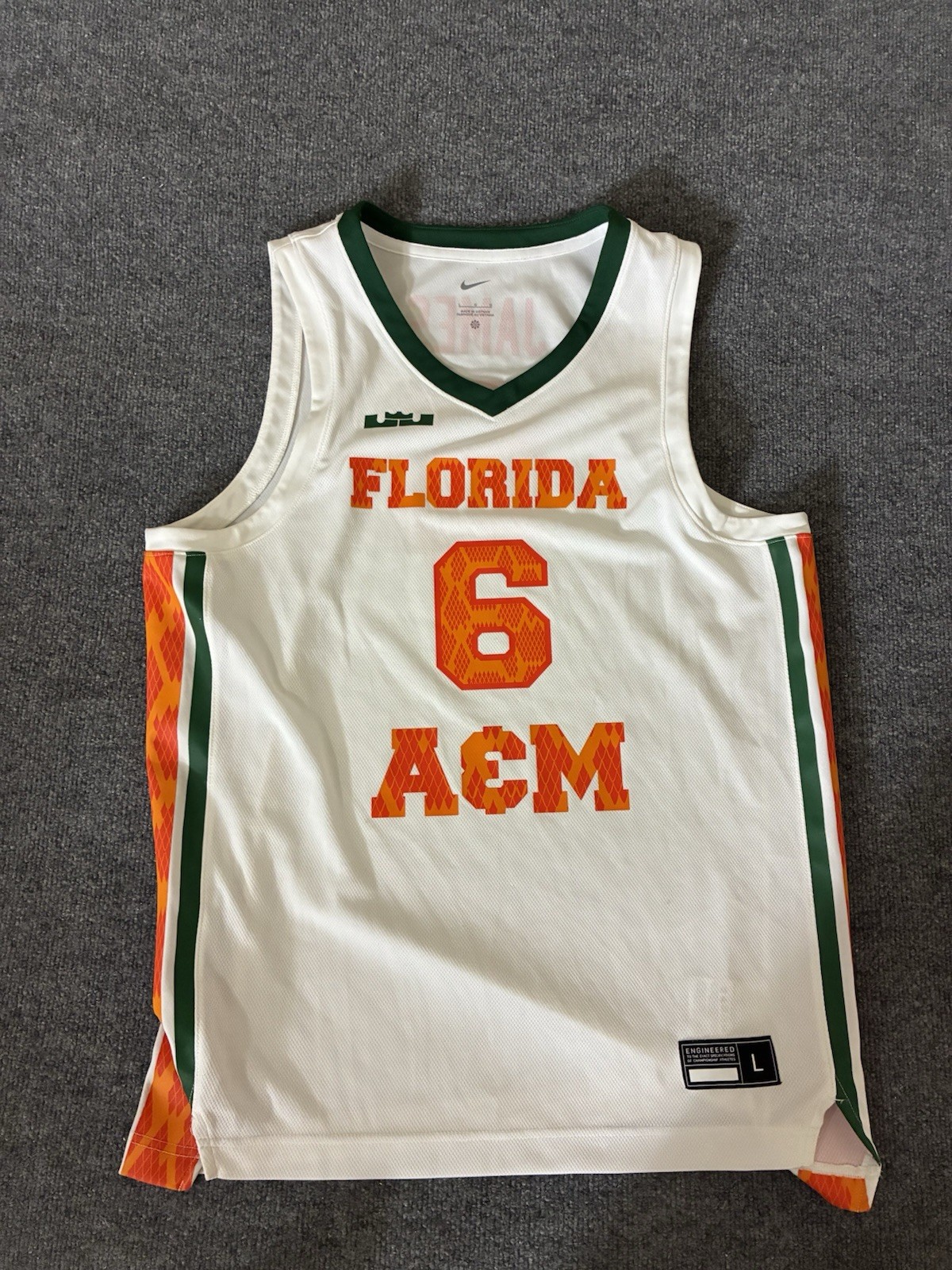 Nike LeBron James Florida A&M Rattlers #6 Men's Jersey White Size L gallery