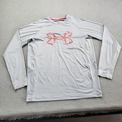 Under Armour Shirt Mens Large Gray Performance Loose Logo Graphic Long Sleeve