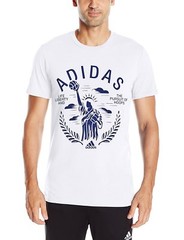 Adidas Pursuit of Hoops Blue Print White Tee Shirt [115007041/AZ8270/Medium]