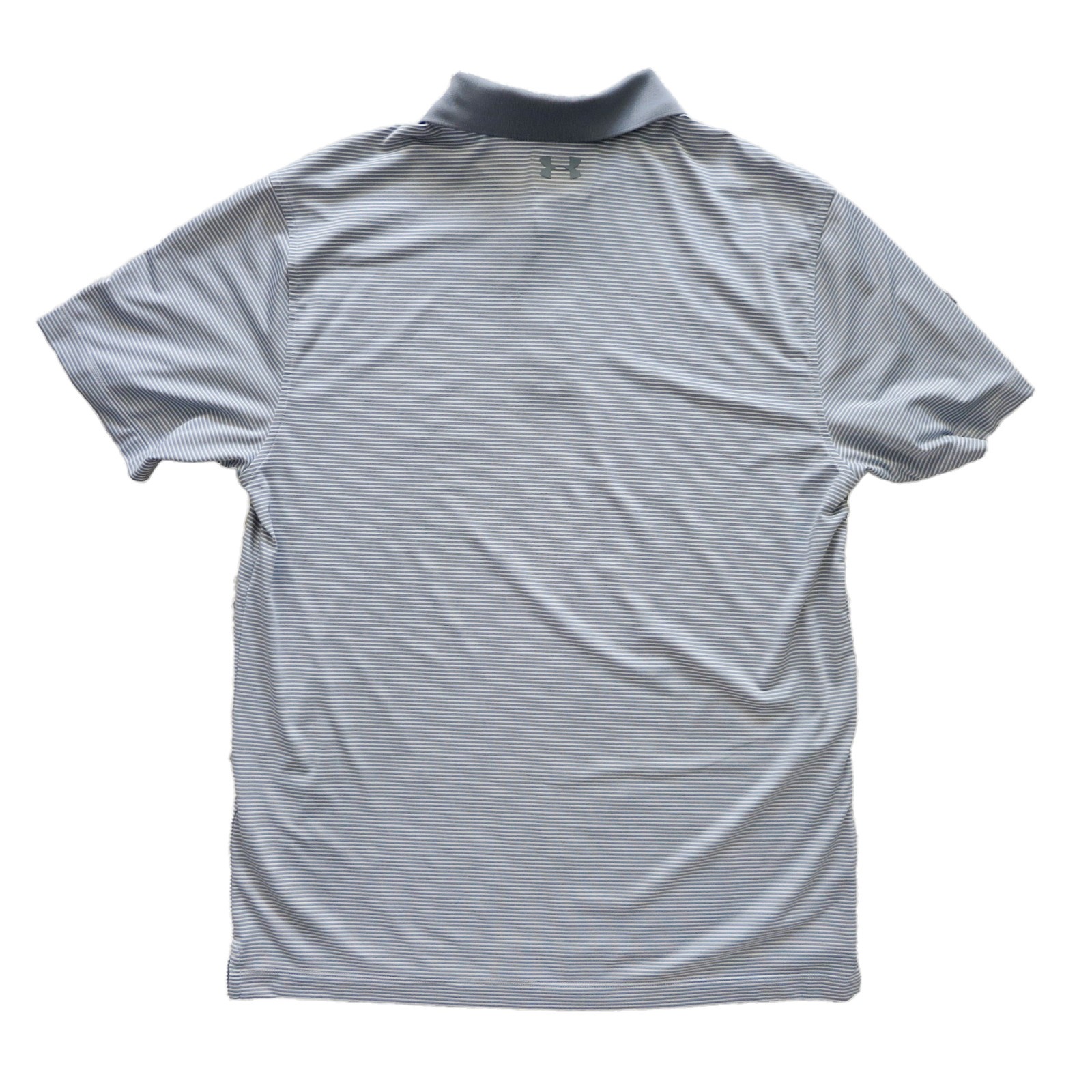 UNDER ARMOUR Men's Loose Light Gray RELEASE Stripe Knit Jersey Polo Top Shirt L gallery
