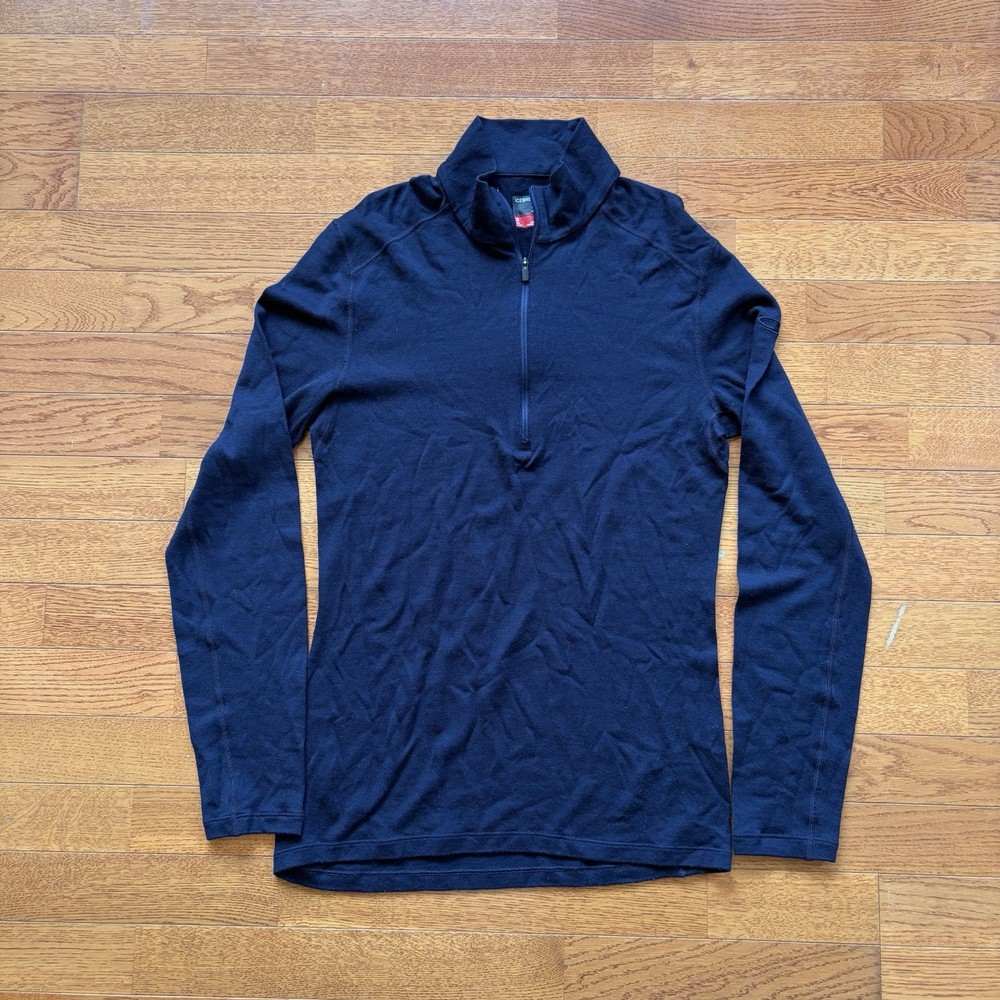 Icebreaker Merino Wool 260 Long Sleeve Quarter Zip Navy Size S