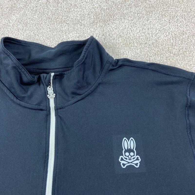 Psycho Bunny Quarter Zip Pullover Mens XL Black Grey Mesh Performance Top gallery