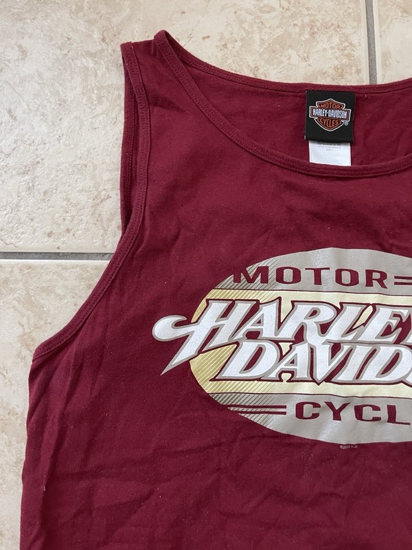 Harley Davidson Motorcycles Sleeveless Men's Red Bike Tank Top Large Racing Top gallery