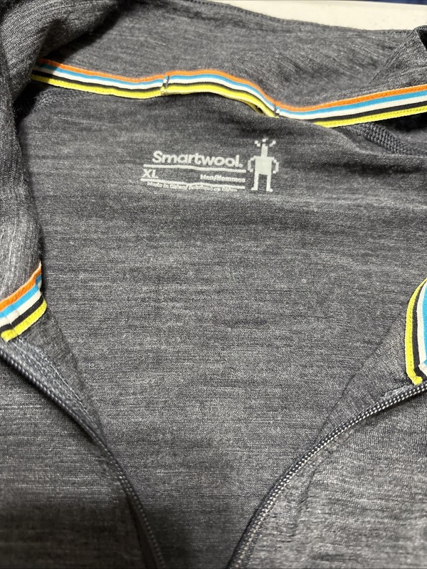 SmartWool Pullover Mens XL Merino Wool Dark Gray Quarter 1/4 Zip Base Layer gallery