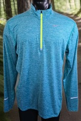 NikeRunning 1/2 Zip Shirt Mens Sz L L/Sleeve Dri-Fit Green Heather Soft Stretch
