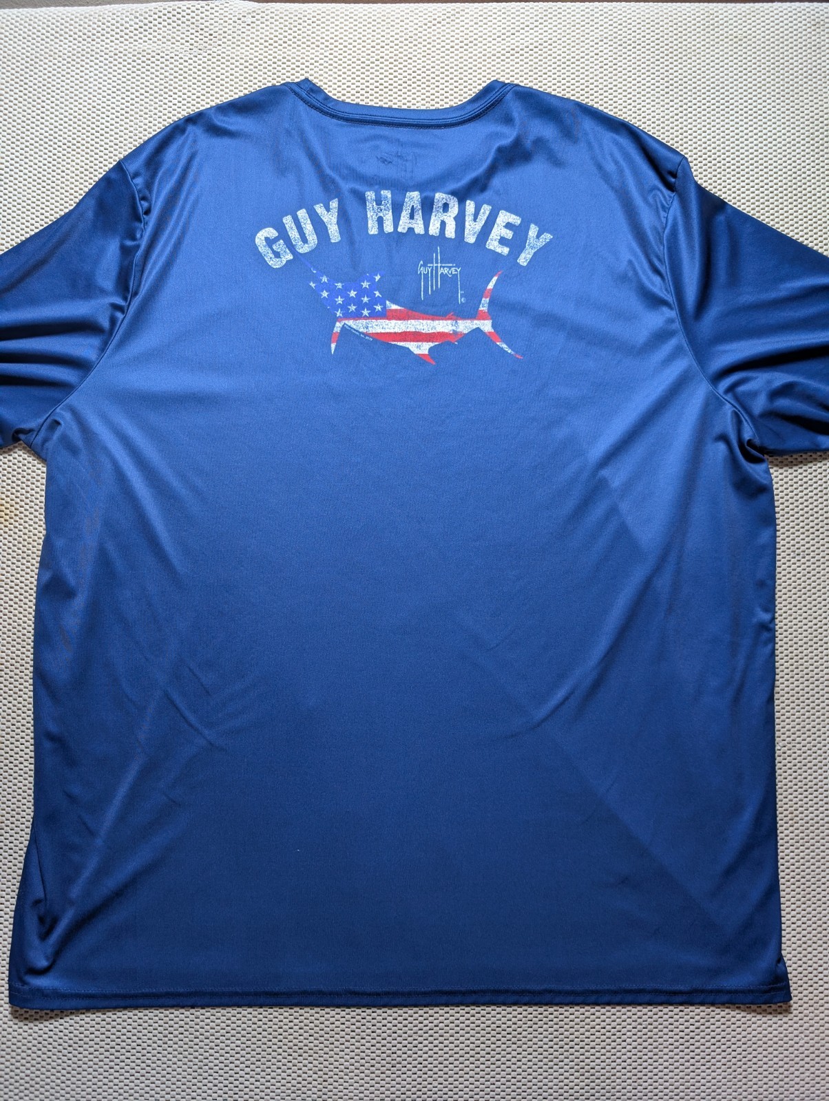 Guy Harvey Patriotic Blue Marlin Long Sleeve Performance Fishing Shirt Mens 3XL gallery