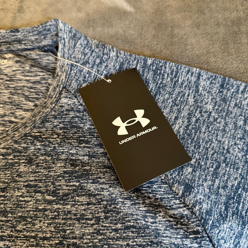 Under Armour Tech T-Shirt Loose Fit Short Sleeve Heather Blue Mens Large NWT gallery