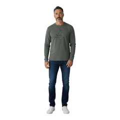 Eddie Bauer Mens Olive Green Black Lab Dog Waffle Knit Thermal Top Medium