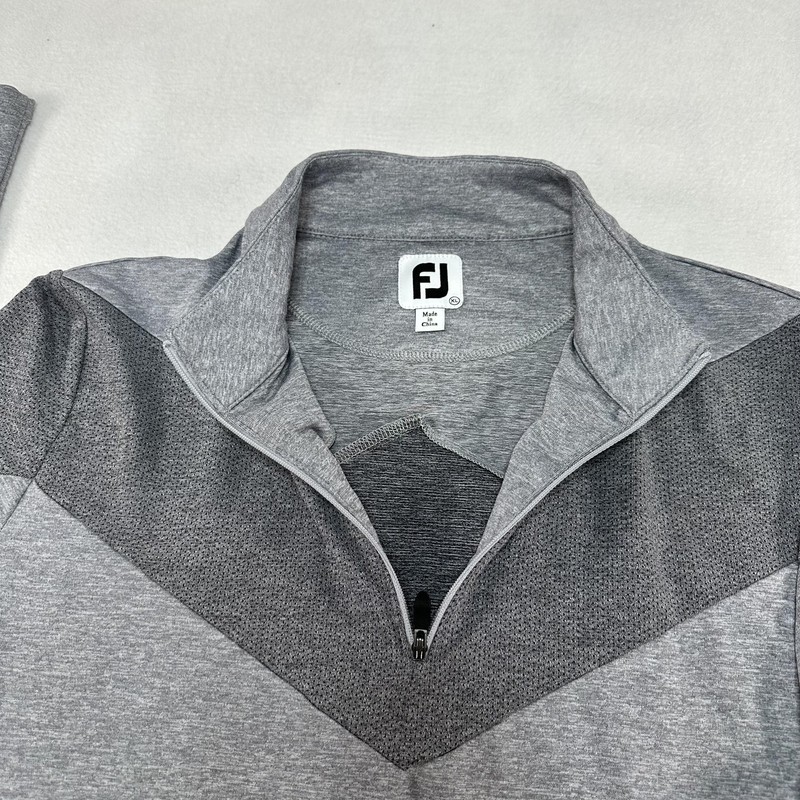FootJoy Pullover Mens XL Gray Quarter Zip Stretch Performance Golf Chevron Logo gallery