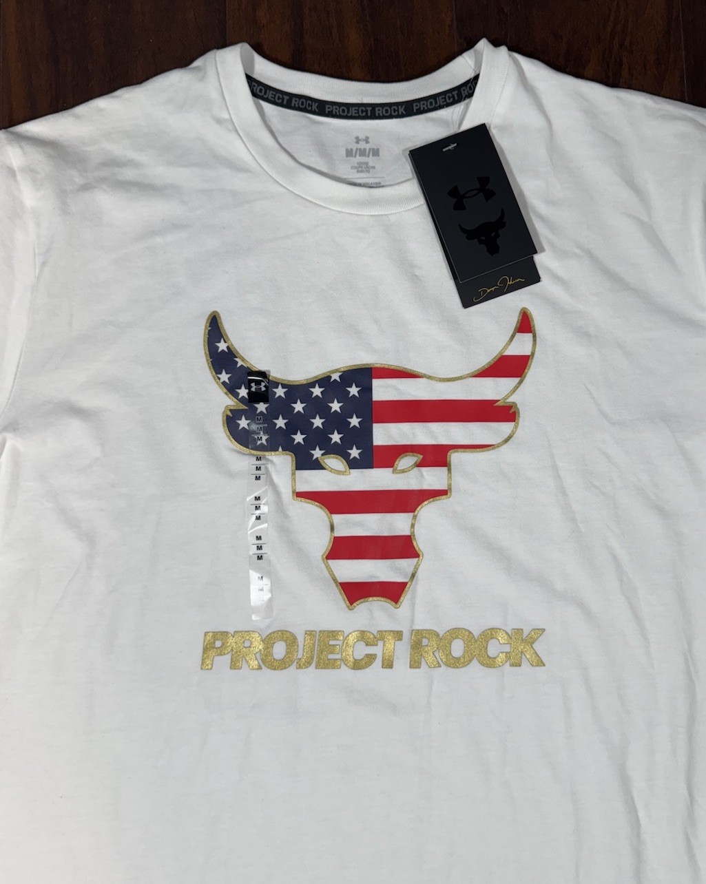 UNDER ARMOUR Project Rock RWB Flag Shirt White Men’s Sz M *NEW* 1383312-100 gallery