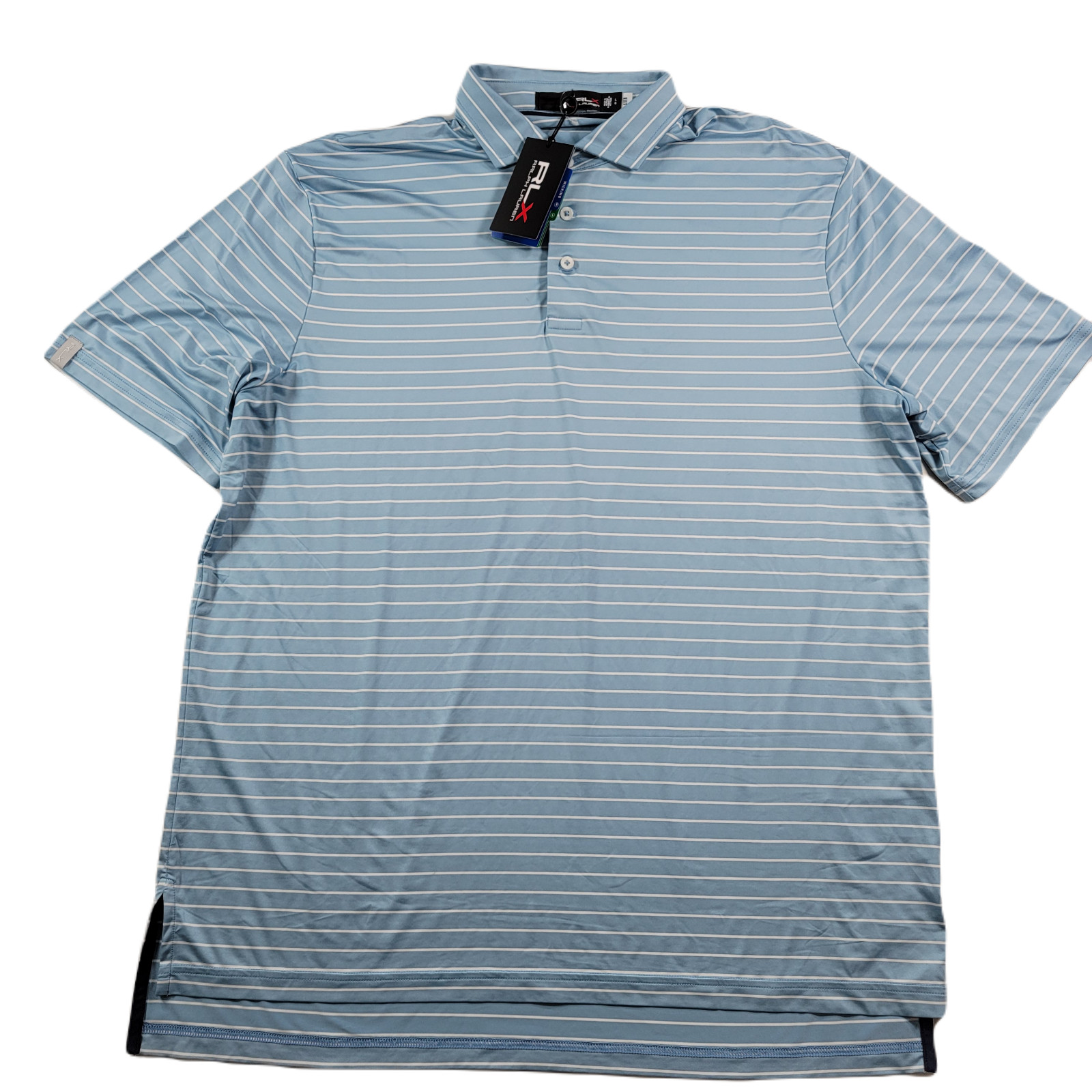 Polo Ralph Lauren RLX Performance Print Polo Shirt Mens Large Blue Stripe gallery