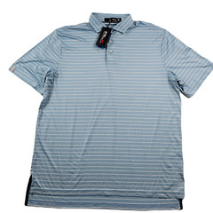 Polo Ralph Lauren RLX Performance Print Polo Shirt Mens Large Blue Stripe