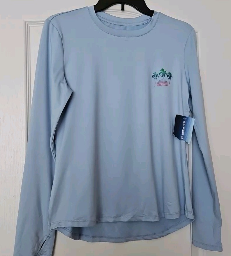 Silver Bait Mens Small Long Sleeve Performance Fishing Shirt UPF50 NWT Blue