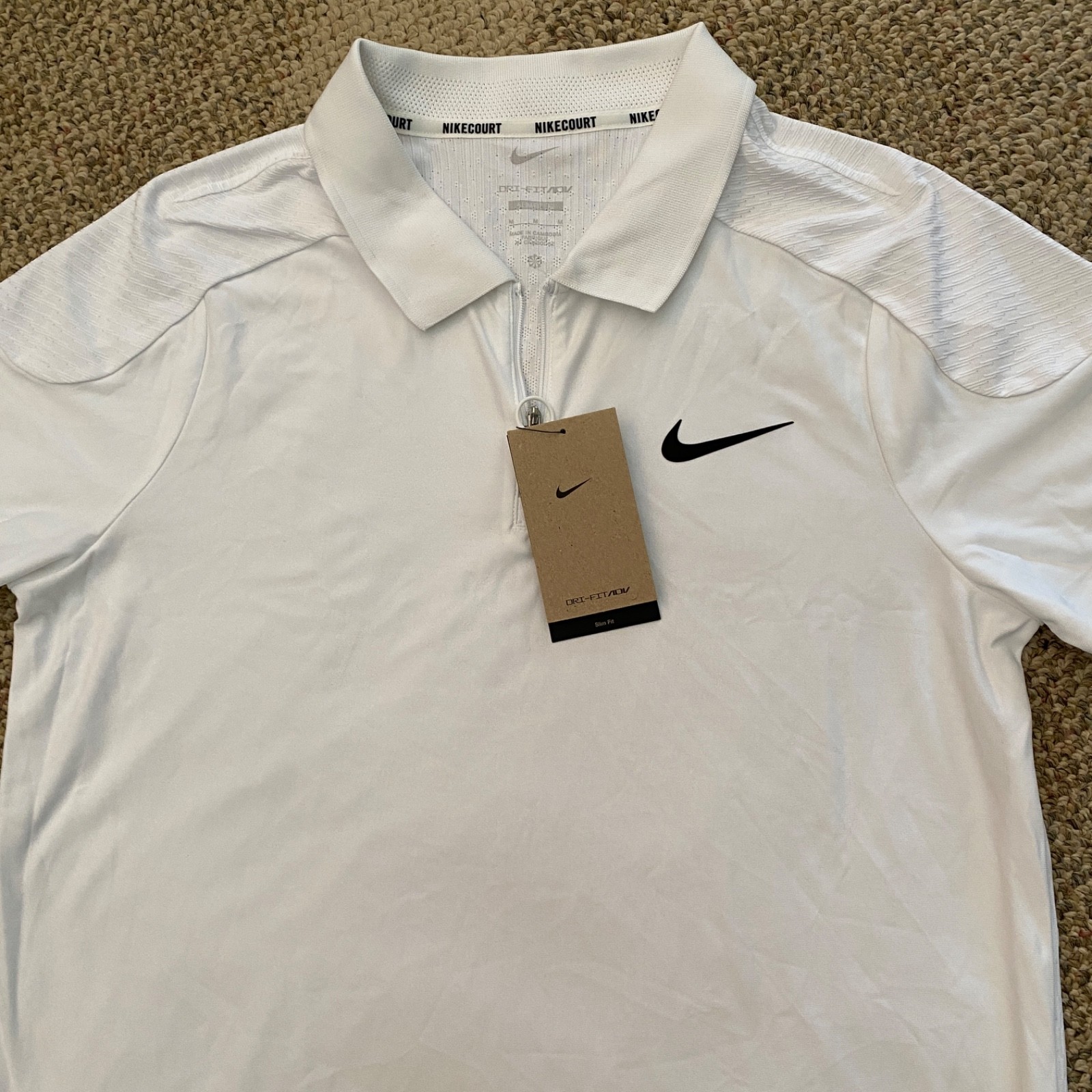 Nike Court Slam Tennis Shirt Pickleball Short Sleeve FD5291-100 $105 Men's M gallery