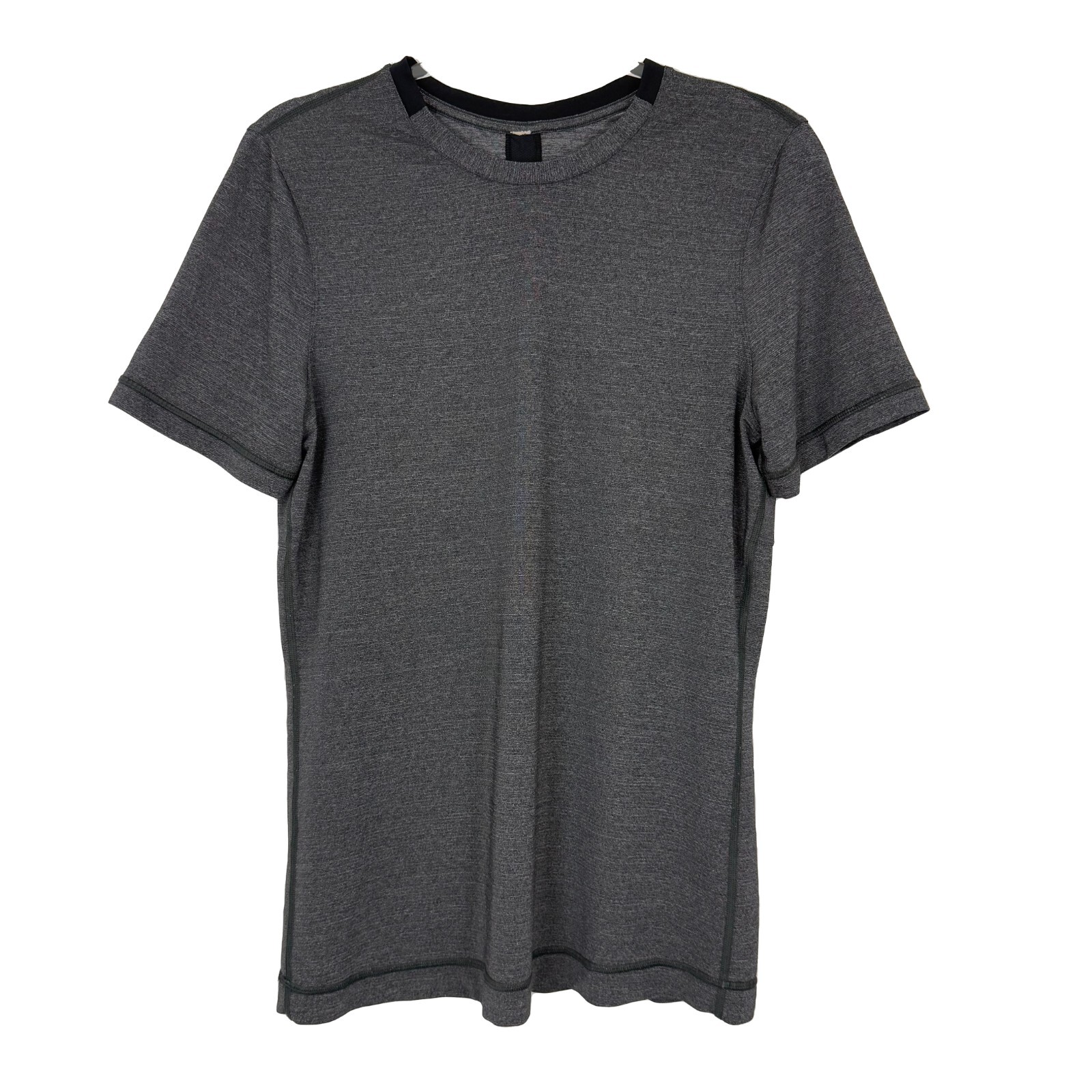 LULULEMON Men's Precise Tee M Slim Fit Silverescent Black/Gray EUC B14 gallery