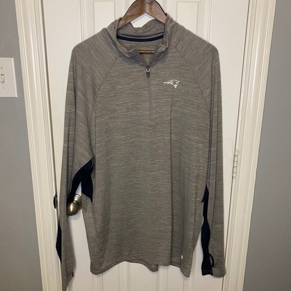 47 Forward New England Patriots Quarter Zip Pullover Gray Mens XXL Thumbholes
