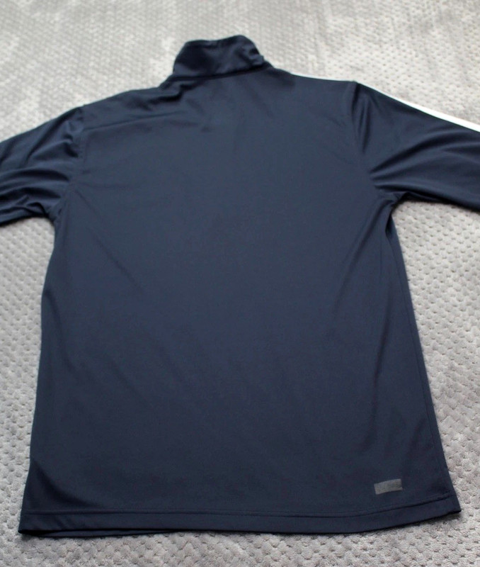 Adidas Pullover Mens Medium Blue 1/4 Zip 3 Stripe Long Sleeve Shirt Training gallery