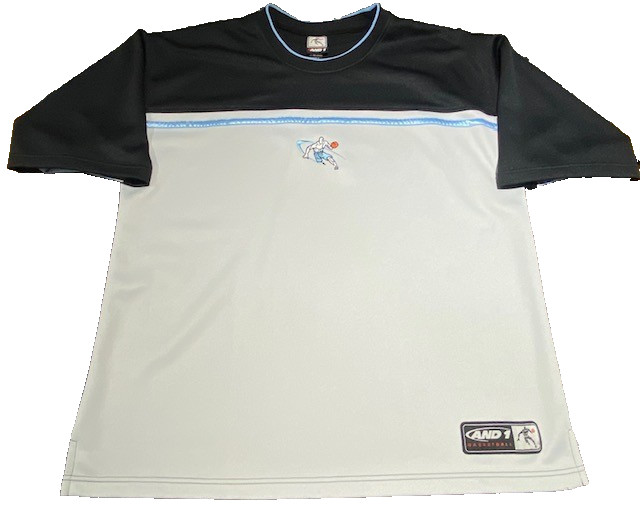 Vintage And1 Basketball Shirt Mens XL Short Sleeve 90s Logo Crewneck Gray Black gallery