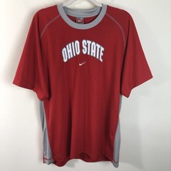 Nike Team Ohio State Buckeyes Fit Dry Jersey Shirt Sz XL Red Gray Retro Classic