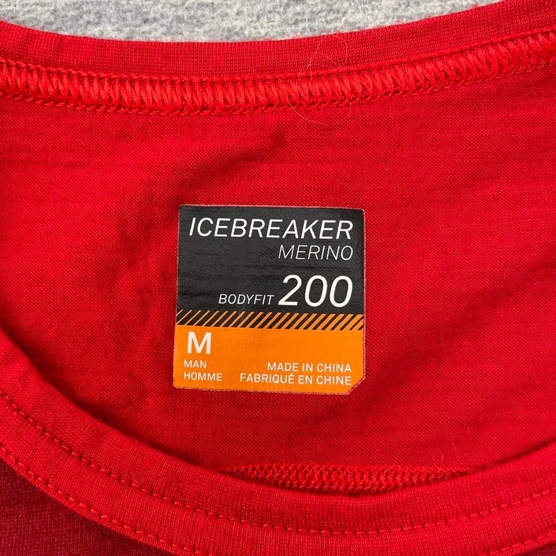 Icebreaker Thermal Shirt Men M Red Oasis Long Sleeve Crew Summit Base Layer FLAW gallery